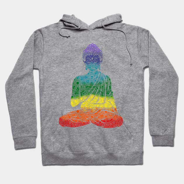 Rainbow Chakras Buddha Hoodie by Nirvanax Studio